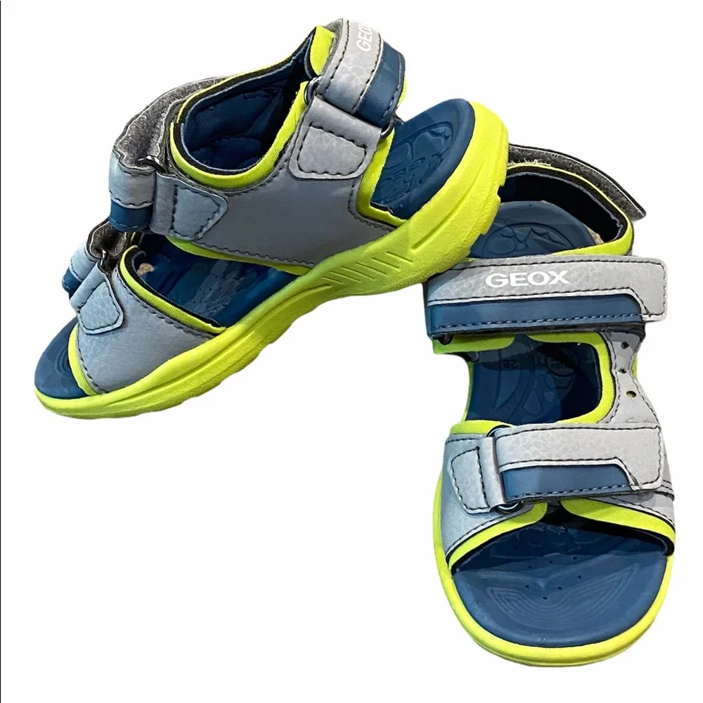 Geox blue, gray and yellow strap sandals